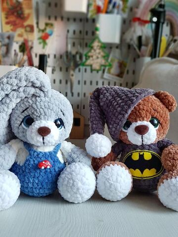 Мастер-класс "Мишка и Зайка в пижамках" вязание крючком автор Chirka_toys, изображение 5