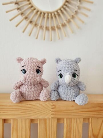 Мастер-класс «Бегемотик и Носорожек» из серии МК Крошки-Горошки, вязание крючком автор Chirka_toys