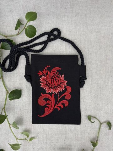 Сумочка под телефон с вышивкой, Вариации товаров: 2, Основной цвет: Черный матовый