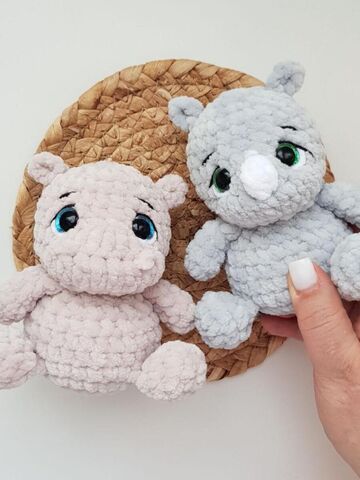 Мастер-класс «Бегемотик и Носорожек» из серии МК Крошки-Горошки, вязание крючком автор Chirka_toys, изображение 5