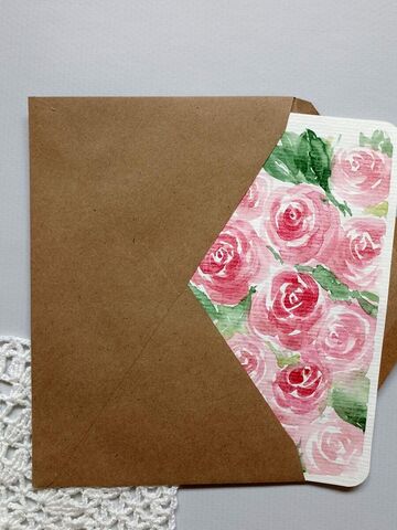 Открытка акварелью Розы, оригинал, изображение 11