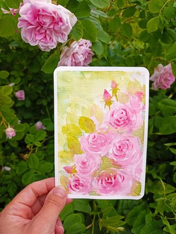 Открытка акварелью Розы, оригинал, изображение 9