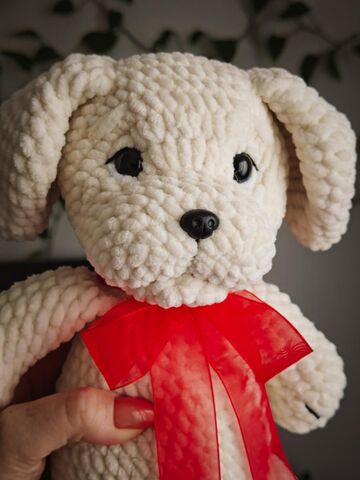 Мягкая игрушка вязаный лабрадор, 30 см, изображение 2