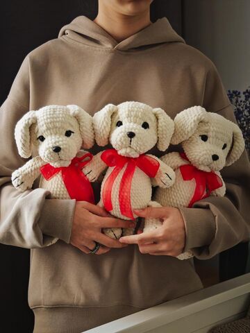 Мягкая игрушка вязаный лабрадор, 30 см, изображение 3