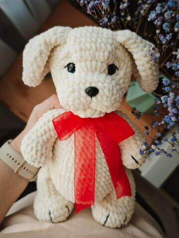 Мягкая игрушка вязаный лабрадор, 30 см