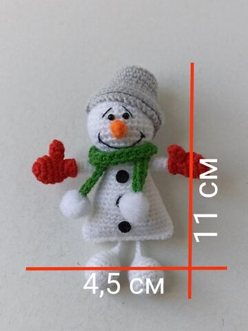 Схема вязания Снеговик магнитик, брелок