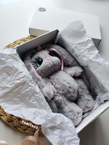 Плюшевая зайка ручной работы 25 см, именная игрушка с метрикой на ушке, подарок FomiToys, изображение 7