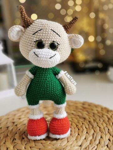Описание вязания Бычок Борька 25 см, PDF мастер-класс крючком, каркасная игрушка амигуруми, Вариации товаров: 1