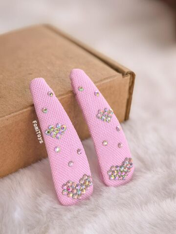 Розовая заколка со стразами 5 см ручной работы | FomiToys | Набор 2 шт | Детские и взрослые аксессуары, Вариации товаров: 4, изображение 5