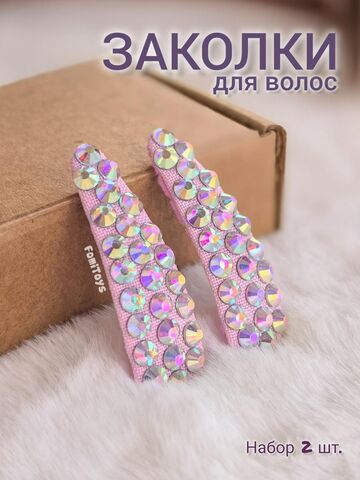 Розовая заколка со стразами 5 см ручной работы | FomiToys | Набор 2 шт | Детские и взрослые аксессуары, Вариации товаров: 8