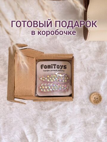 Розовая заколка со стразами 5 см ручной работы | FomiToys | Набор 2 шт | Детские и взрослые аксессуары, Вариации товаров: 8, изображение 3