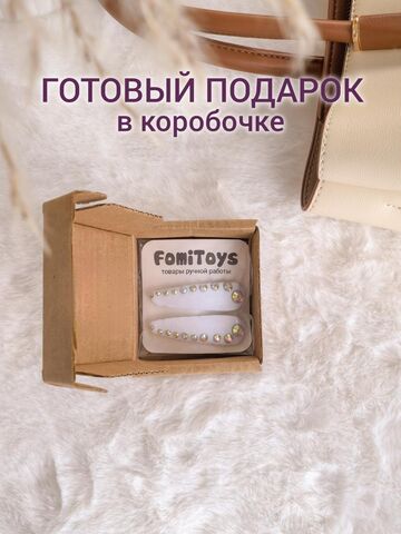 Белая заколка со стразами 5 см ручной работы | FomiToys | Набор 2 шт | Детские и взрослые аксессуары, Вариации товаров: 1, изображение 3