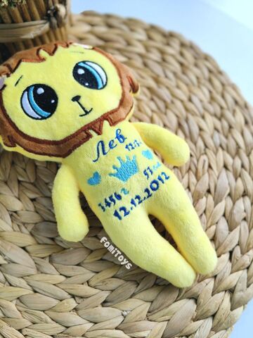 Мягкая игрушка Львенок с метрикой 24 см, подарок новорожденному, ручная работа FomiToys, Вариации товаров: 4, изображение 4