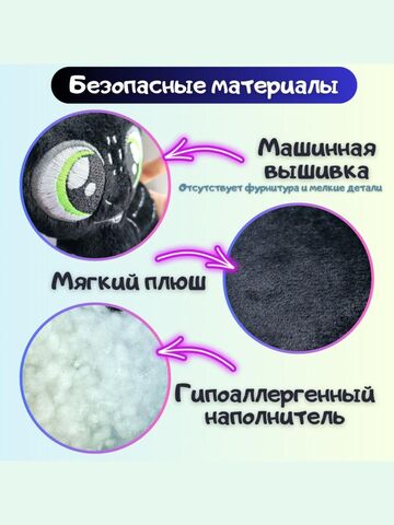 Мягкая игрушка плюшевый Дракон черный "Сувенир Дракоша FomiToys 16 см" Подарок на день рождения/ на новый год, Основной цвет: Черный, изображение 3