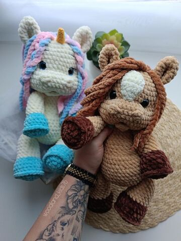 Мастер-класс "Плюшевые Лошадка и Единорожка"