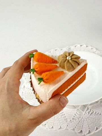 Морковный торт из фетра, 6 кусочков, Вариации товаров: 6, Основной цвет: Оранжевый, изображение 7