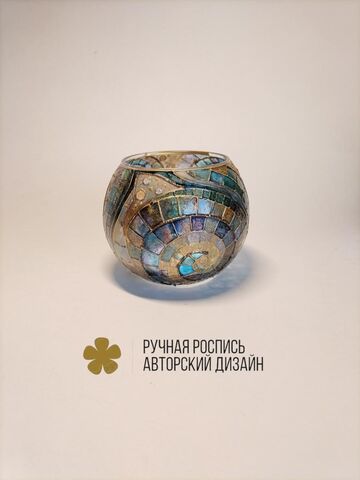 Подсвечник с ручной витражной росписью
