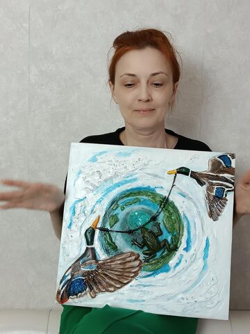 Лягушка путешественница - панно мотиватор, картина интерьерная по притче, объемное 40х40 см, изображение 5