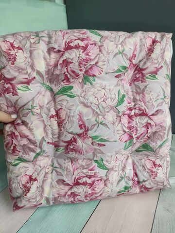 Подушка для стула 40*40 с завязками Розовый пион и ирис, изображение 7