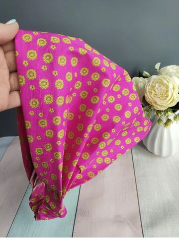Косынка бандана на резинке женская хлопок Малинка, изображение 2