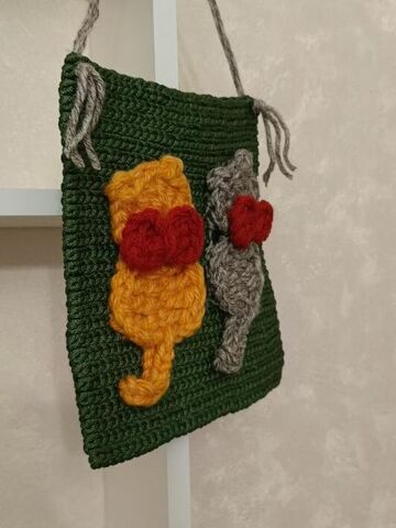Панно настенное вязаное с кошечками, изображение 2