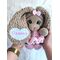 Вязаная зайка в платье с длинными ушами 30 см, мягкая игрушка FomiToys ручной работы