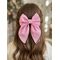Розовый бантик для волос со стразами FomiToys, 15 см, на заколке-крокодильчике, 100% хлопок, Основной цвет: Розовый