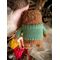 Игрушка Мишка вязаный, 17-18 см, в кофте с мухоморами, изображение 6