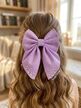 Фиолетовый бантик для волос со стразами FomiToys, 15 см, на заколке-крокодильчике, 100% хлопок, Основной цвет: Фиолетовый