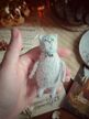 Игрушка Котик вязаный, брелок, обвес 10-11 см, светло-серый с косточкой, ручная работа, сувенир